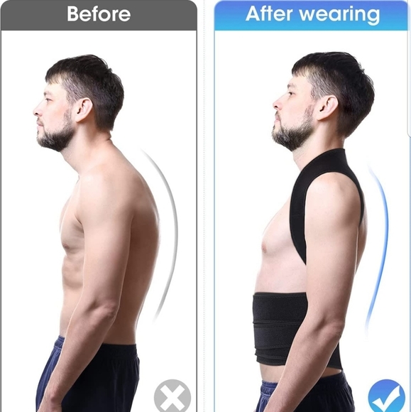 Women or Men Back Brace Support Straightener Lumbar Adjustable Vest Black M - Picture 5 of 9